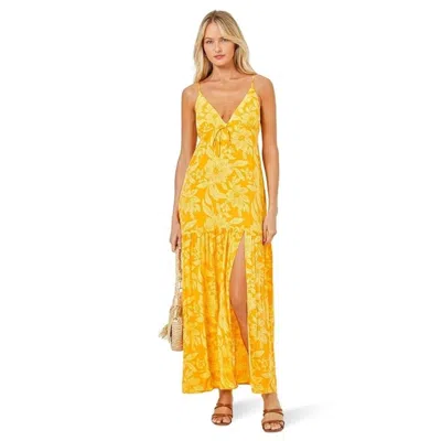 L*space Victoria Maxi Dress Women's Golden Hour Floral Side Slit Frog343 In Animal Print