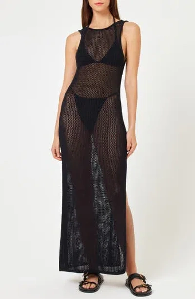 L*space Lspace Villa Nova Open Stitch Cotton Cover-up Tank Dress In Black