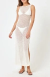 L*space Lspace Villa Nova Open Stitch Cotton Cover-up Tank Dress In Cream