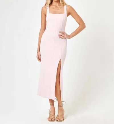 L*space Vivienne Midi Dress With Front Leg Slit In Petal In Pink