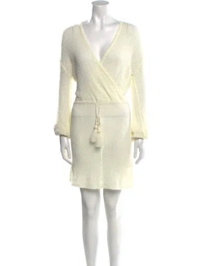 Pre-owned L*space V-neck Knee-length Dress In Neutral