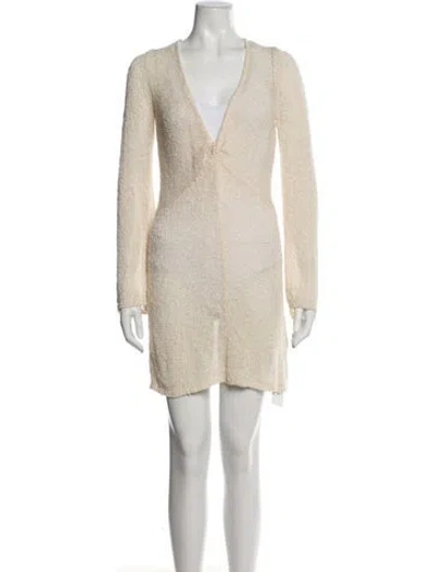 Pre-owned L*space V-neck Knee-length Dress W/ Tags In Neutral