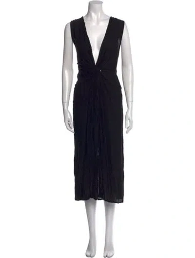 Pre-owned L*space V-neck Long Dress In Black