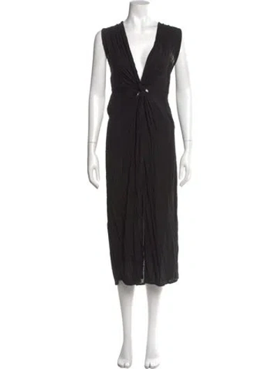 Pre-owned L*space V-neck Long Dress In Black