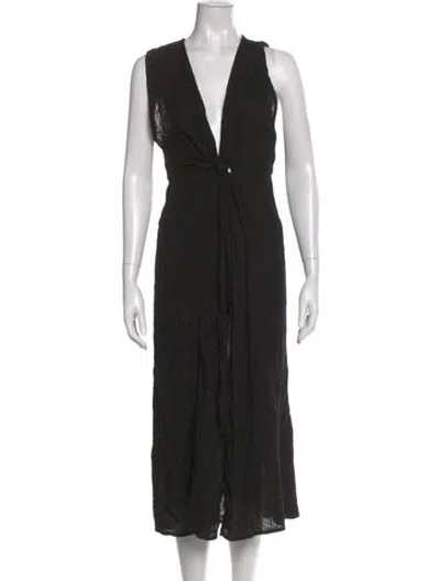 Pre-owned L*space V-neck Long Dress In Black