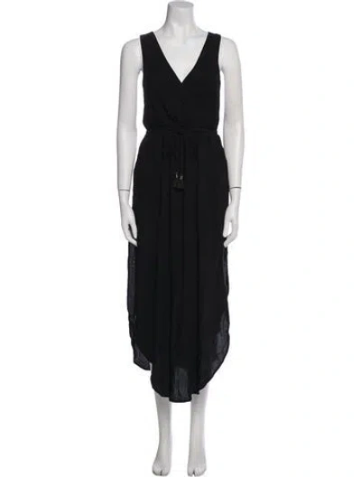 Pre-owned L*space V-neck Long Dress In Black