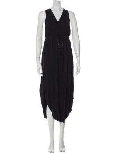 Pre-owned L*space V-neck Long Dress In Black