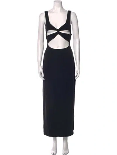 Pre-owned L*space V-neck Long Dress In Black
