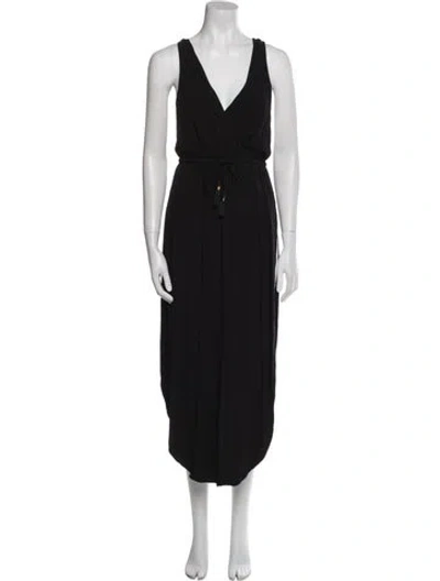 Pre-owned L*space V-neck Long Dress In Black