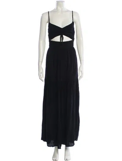 Pre-owned L*space V-neck Long Dress In Black