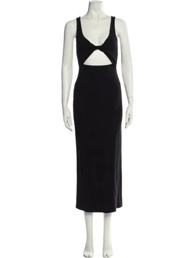 Pre-owned L*space V-neck Long Dress In Black