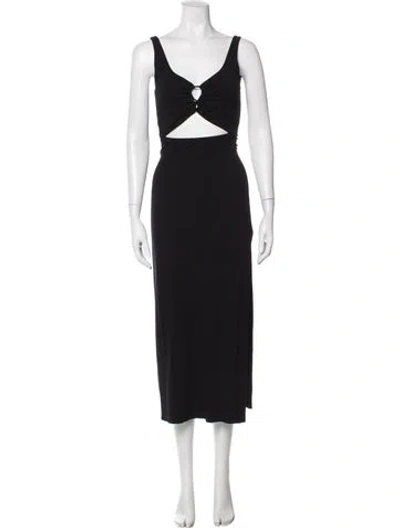 Pre-owned L*space V-neck Long Dress In Black