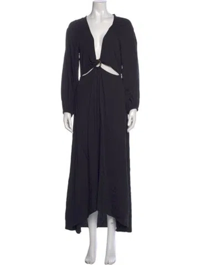 Pre-owned L*space V-neck Long Dress In Black