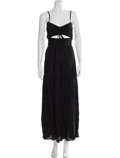 Pre-owned L*space V-neck Long Dress In Black