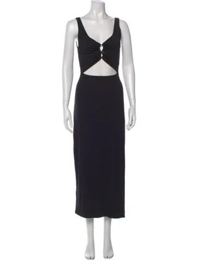 Pre-owned L*space V-neck Long Dress In Black