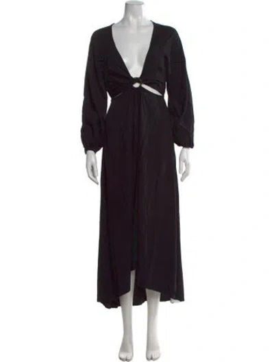 Pre-owned L*space V-neck Long Dress In Black