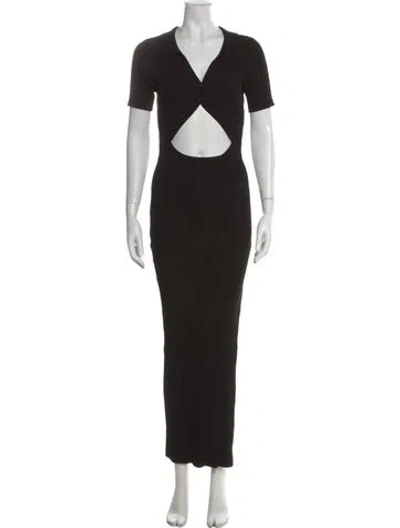 Pre-owned L*space V-neck Long Dress In Black