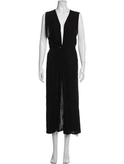Pre-owned L*space V-neck Long Dress In Black