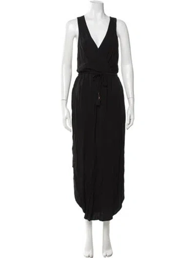 Pre-owned L*space V-neck Long Dress In Black