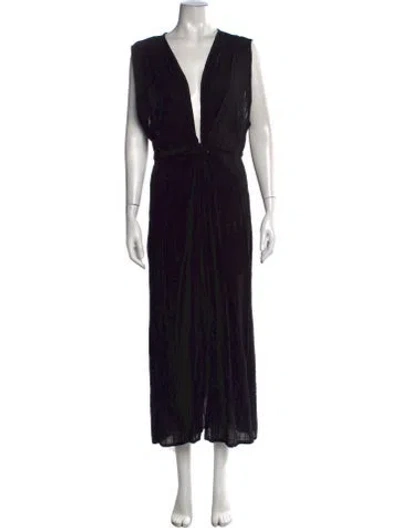 Pre-owned L*space V-neck Long Dress In Black