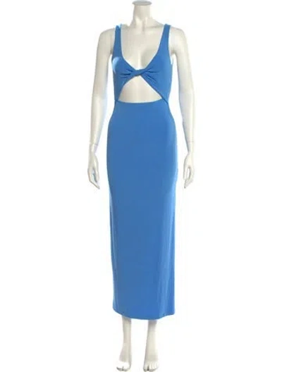 Pre-owned L*space V-neck Long Dress In Blue