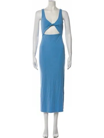 Pre-owned L*space V-neck Long Dress In Blue