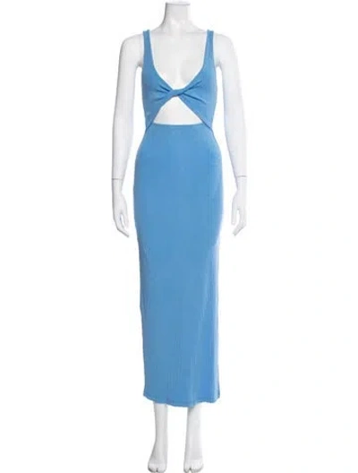 Pre-owned L*space V-neck Long Dress In Blue