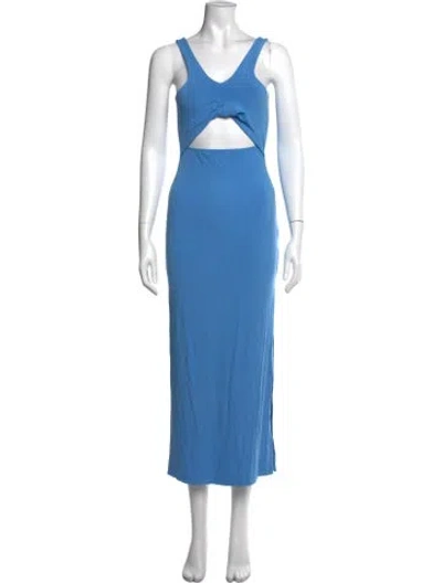 Pre-owned L*space V-neck Long Dress In Blue