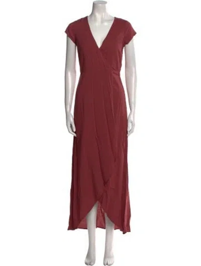 Pre-owned L*space V-neck Long Dress In Burgundy