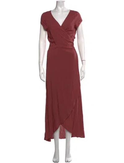 Pre-owned L*space V-neck Long Dress In Burgundy