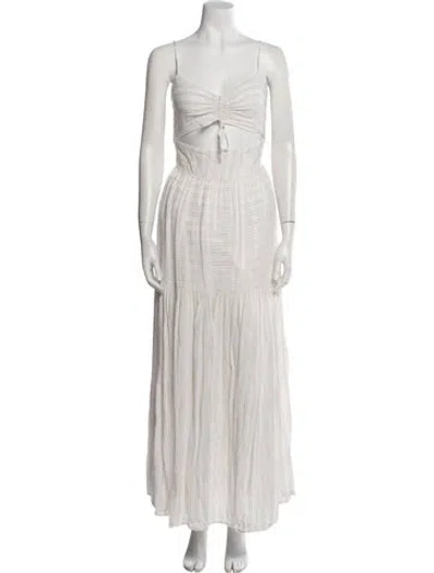 Pre-owned L*space V-neck Long Dress In Neutral