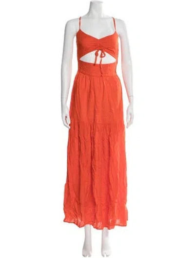 Pre-owned L*space V-neck Long Dress In Orange