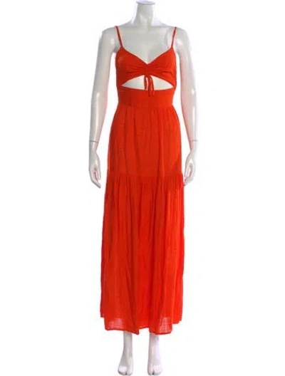 Pre-owned L*space V-neck Long Dress In Orange