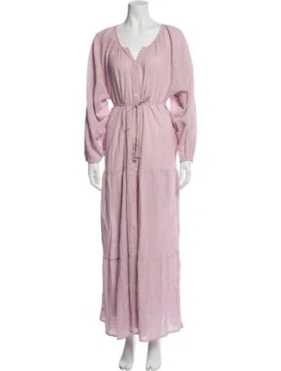 Pre-owned L*space V-neck Long Dress In Pink