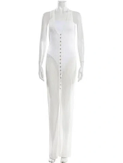 Pre-owned L*space V-neck Long Dress In White
