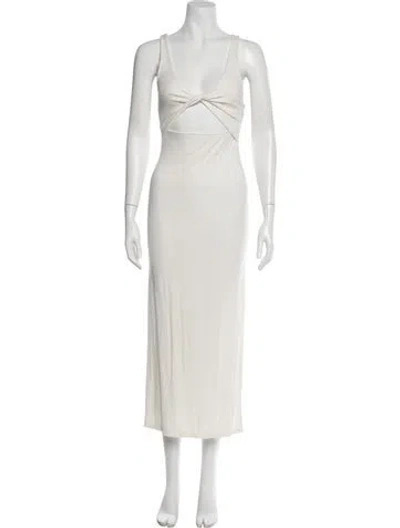 Pre-owned L*space V-neck Long Dress In White