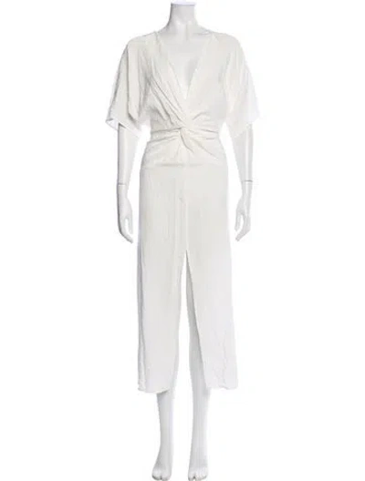 Pre-owned L*space V-neck Long Dress In White