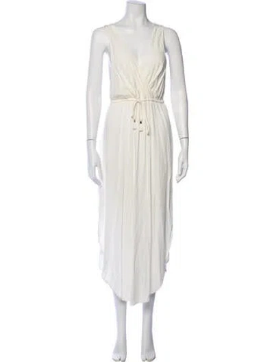 Pre-owned L*space V-neck Long Dress In White