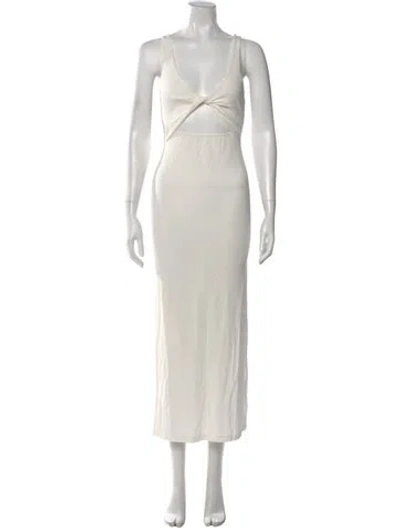 Pre-owned L*space V-neck Long Dress In White