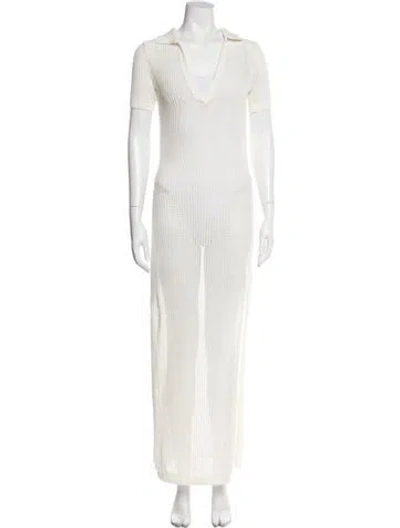Pre-owned L*space V-neck Long Dress In White