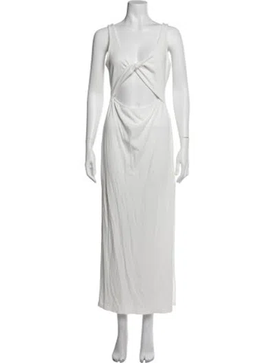 Pre-owned L*space V-neck Long Dress In White