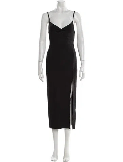 Pre-owned L*space V-neck Midi Length Dress In Black
