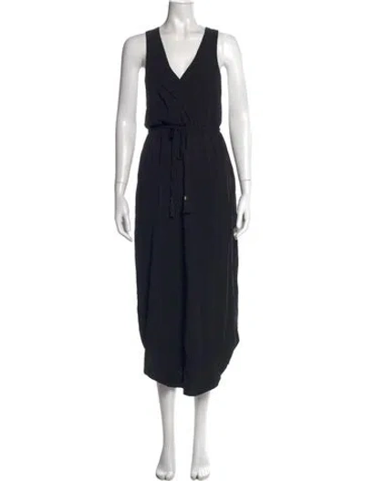 Pre-owned L*space V-neck Midi Length Dress In Black