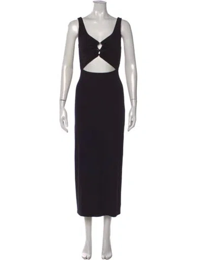 Pre-owned L*space V-neck Midi Length Dress In Black