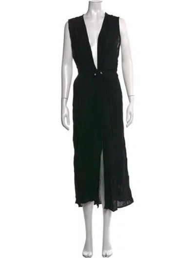 Pre-owned L*space V-neck Midi Length Dress In Black