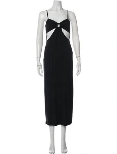 Pre-owned L*space V-neck Midi Length Dress In Black