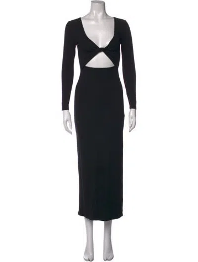 Pre-owned L*space V-neck Midi Length Dress In Black