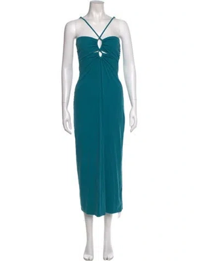 Pre-owned L*space V-neck Midi Length Dress In Blue