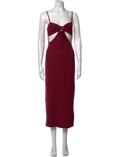 Pre-owned L*space V-neck Midi Length Dress In Burgundy
