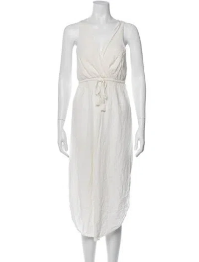 Pre-owned L*space V-neck Midi Length Dress In Neutral